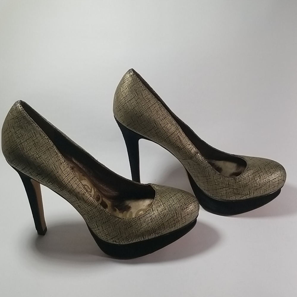 SAM EDELMAN Golden Platform Heels